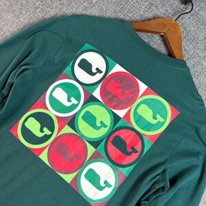 Mens Vineyard Vines Long Sleeve T-Shirt XS Green Whale Pop Art Graphic NWT